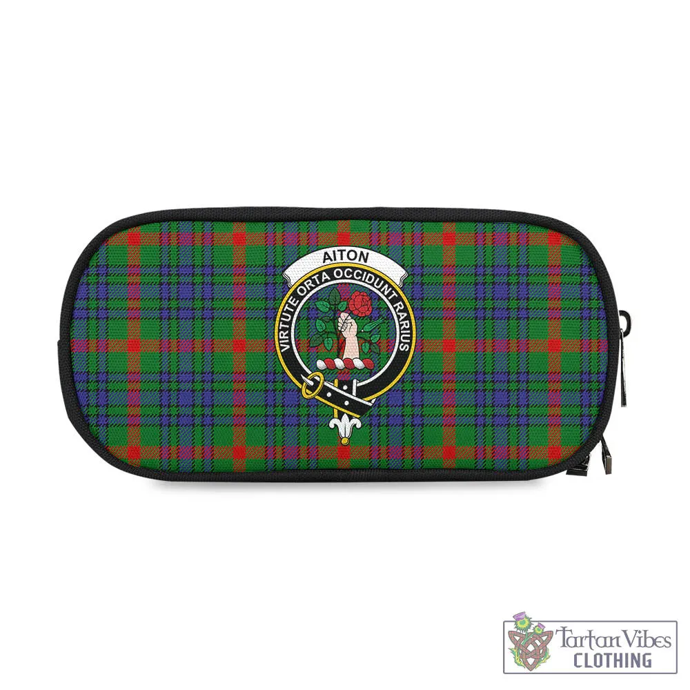 Aiton Tartan Pen and Pencil Case with Family Crest