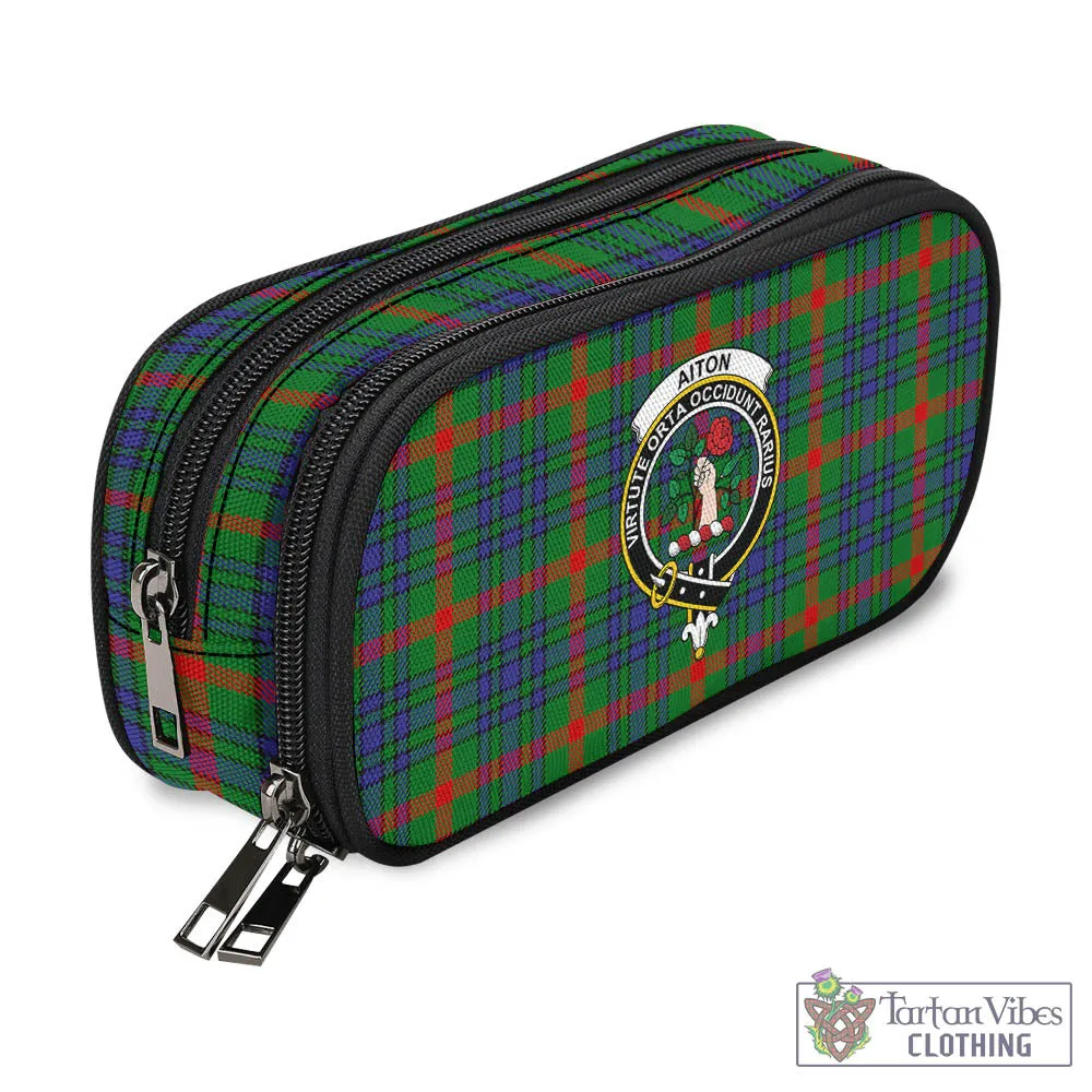 Aiton Tartan Pen and Pencil Case with Family Crest
