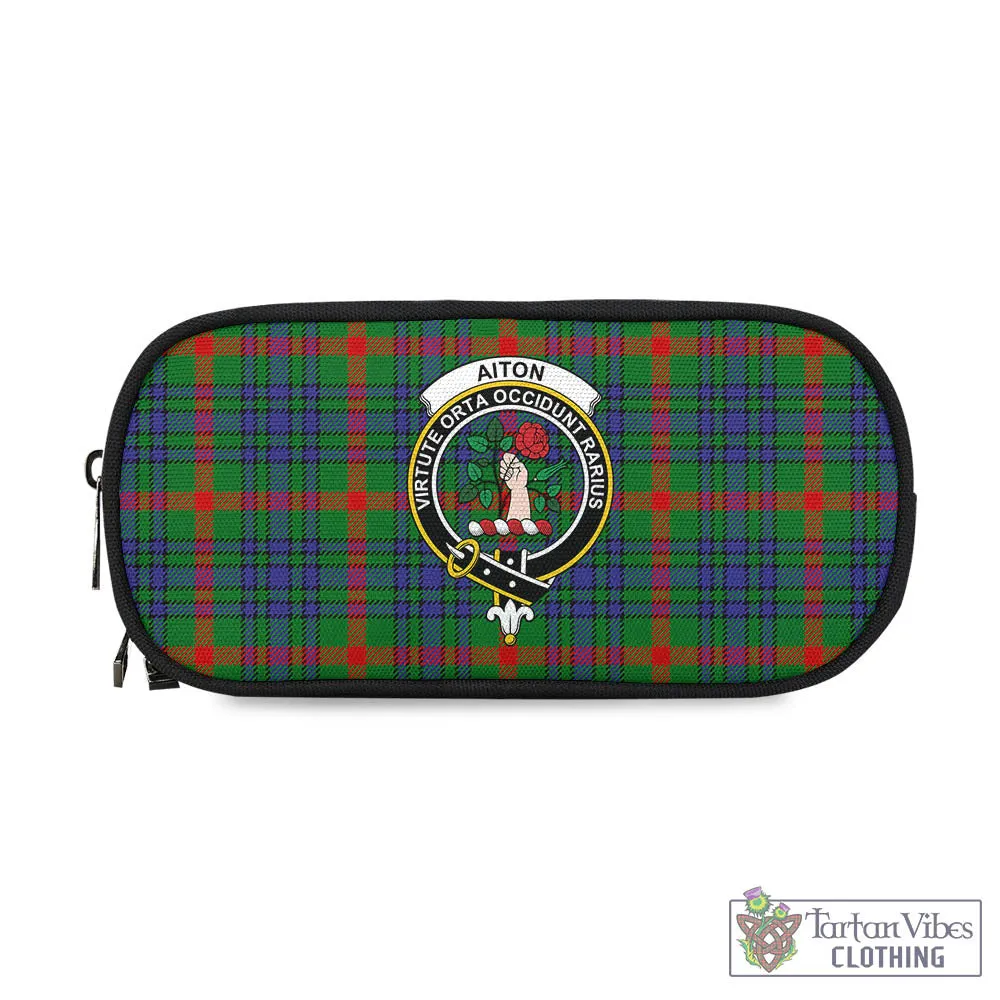 Aiton Tartan Pen and Pencil Case with Family Crest
