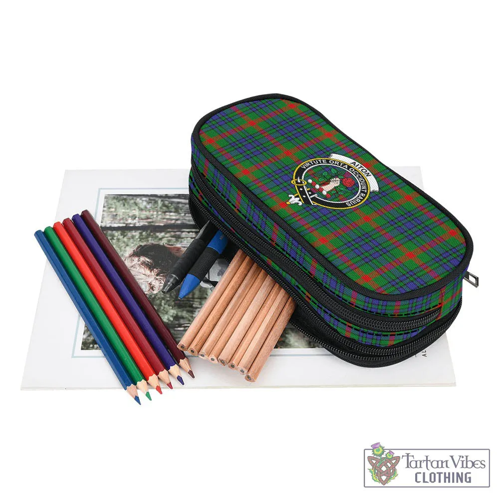 Aiton Tartan Pen and Pencil Case with Family Crest