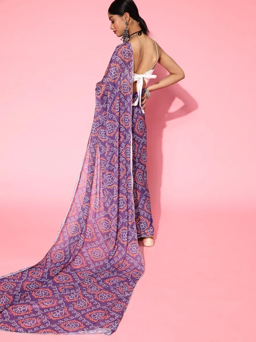 Bandhani Saree with Solid border