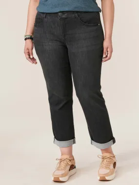 Black Denim "Ab"solution® Plus Cuffed Girlfriend Jean