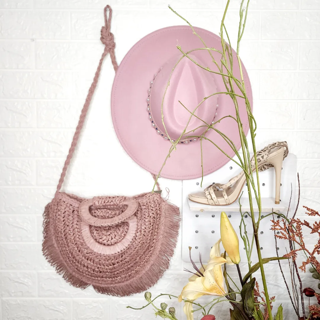 Braided Straw Semi-Circle Purse