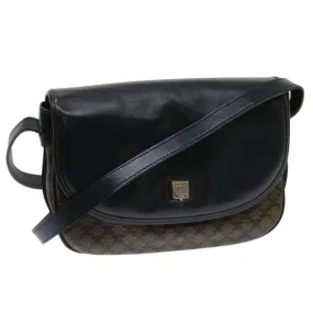 CELINE Macadam Canvas Shoulder Bag Coated Canvas Beige Navy Auth ar11292