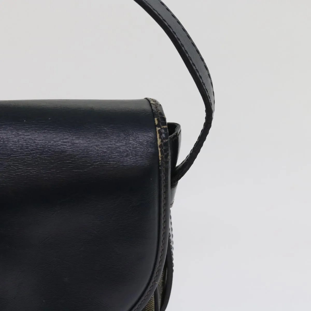 CELINE Macadam Canvas Shoulder Bag Coated Canvas Beige Navy Auth ar11292