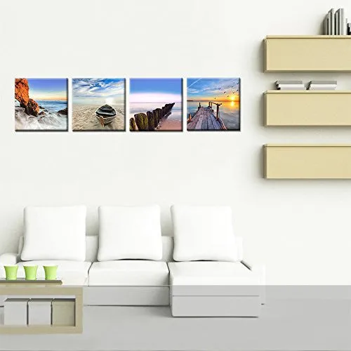 CONTEMPORARY ART SEASCAPE FRAMED CANVAS PRINT FOR HOME DECORATIONS WALL DECOR  GICLEE ARTWORK SEA BEACH PAINTINGS FOR LIVING ROOM DINING ROOM BATHROOM OFFICE