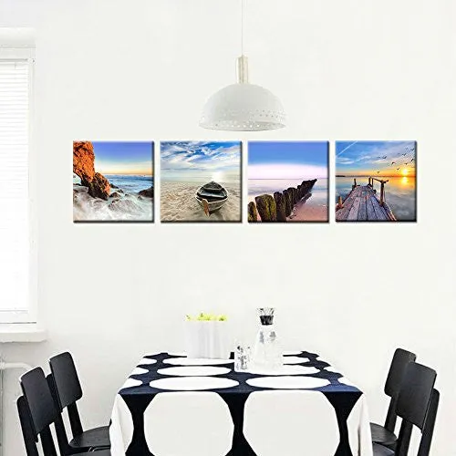 CONTEMPORARY ART SEASCAPE FRAMED CANVAS PRINT FOR HOME DECORATIONS WALL DECOR  GICLEE ARTWORK SEA BEACH PAINTINGS FOR LIVING ROOM DINING ROOM BATHROOM OFFICE