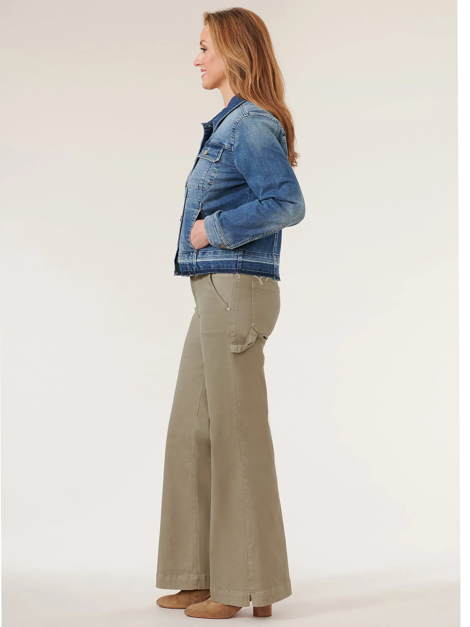 Denim Zip Button Front Released Hem Jacket