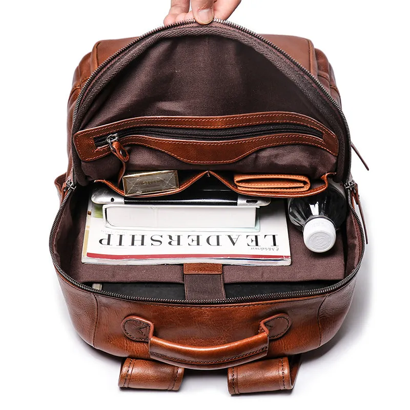 Full Grain Leather Backpack, Men Travel Backpack