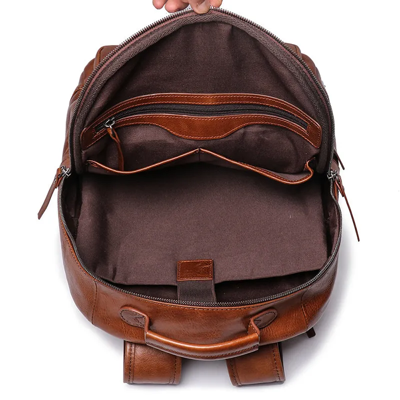 Full Grain Leather Backpack, Men Travel Backpack