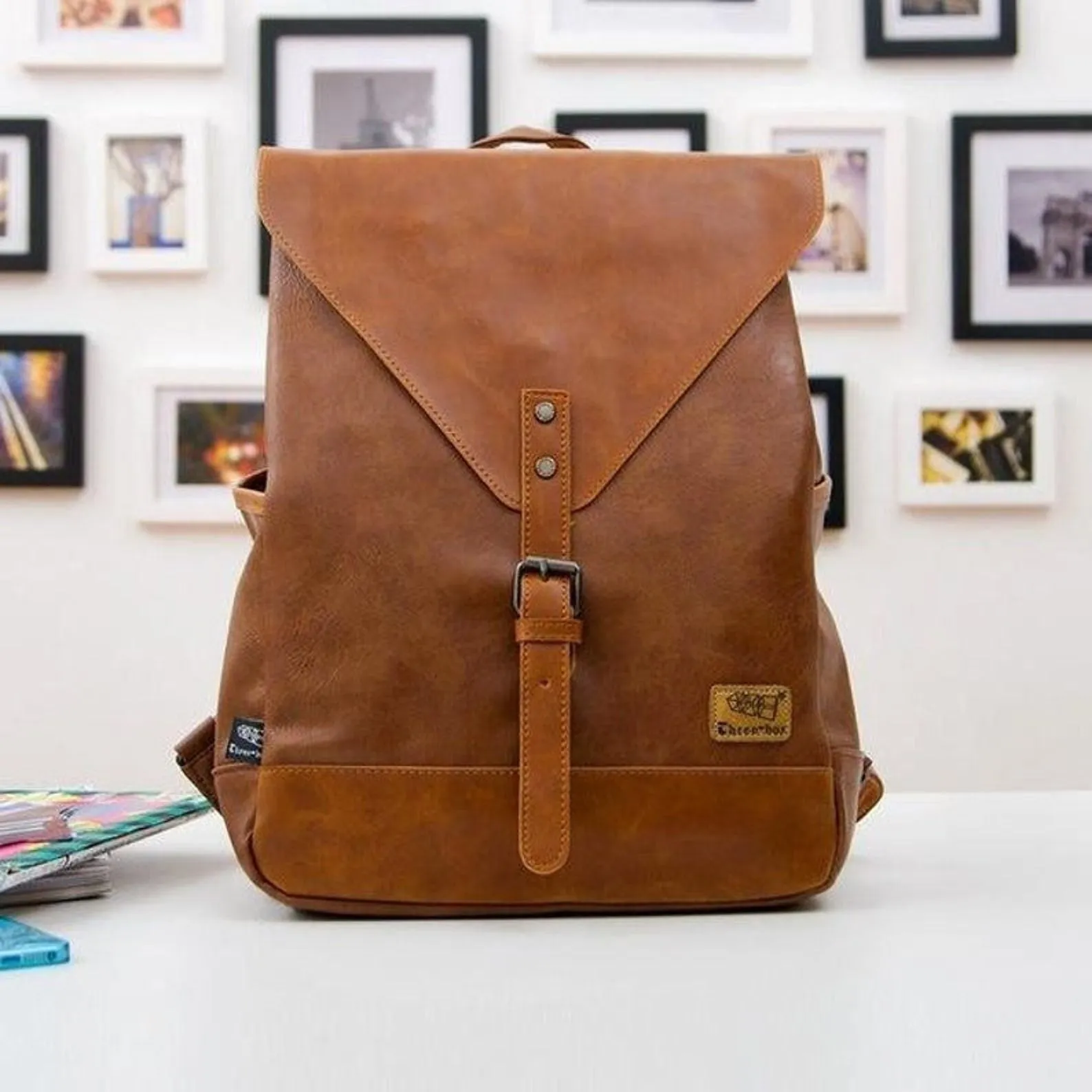 Genuine Leather Backpack Vintage Laptop Bookbag