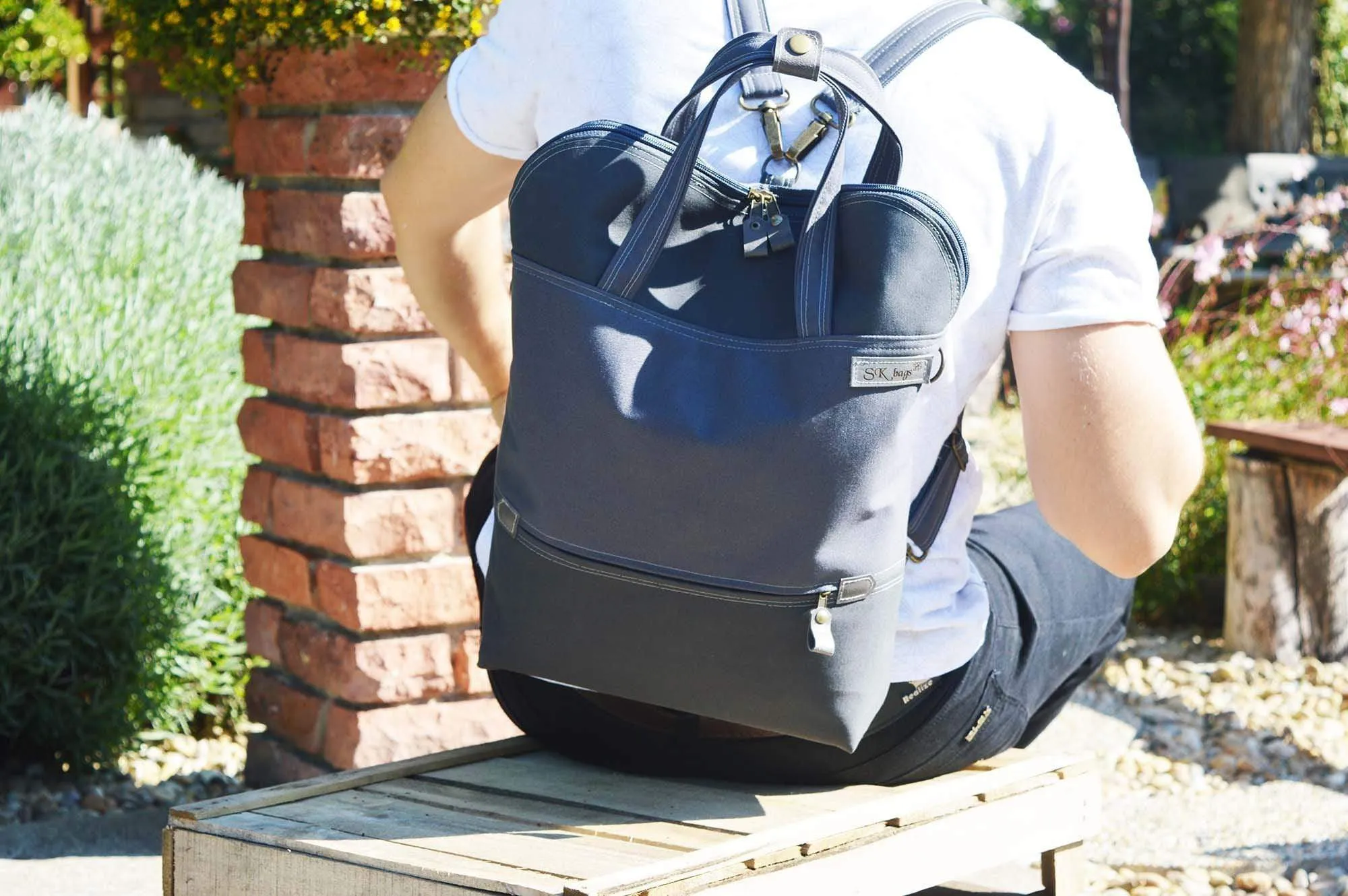 Grey Traveller Waterproof Backpack, Vegan Cross Body Bag | Aris Bags