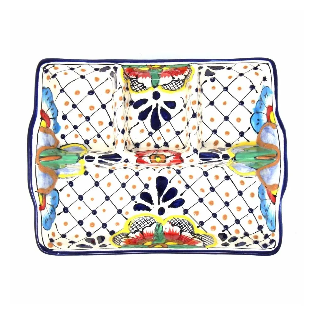 Handmade Pottery 9-inch Divided Serving Platter