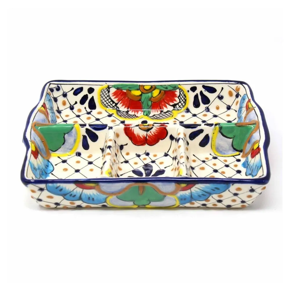 Handmade Pottery 9-inch Divided Serving Platter