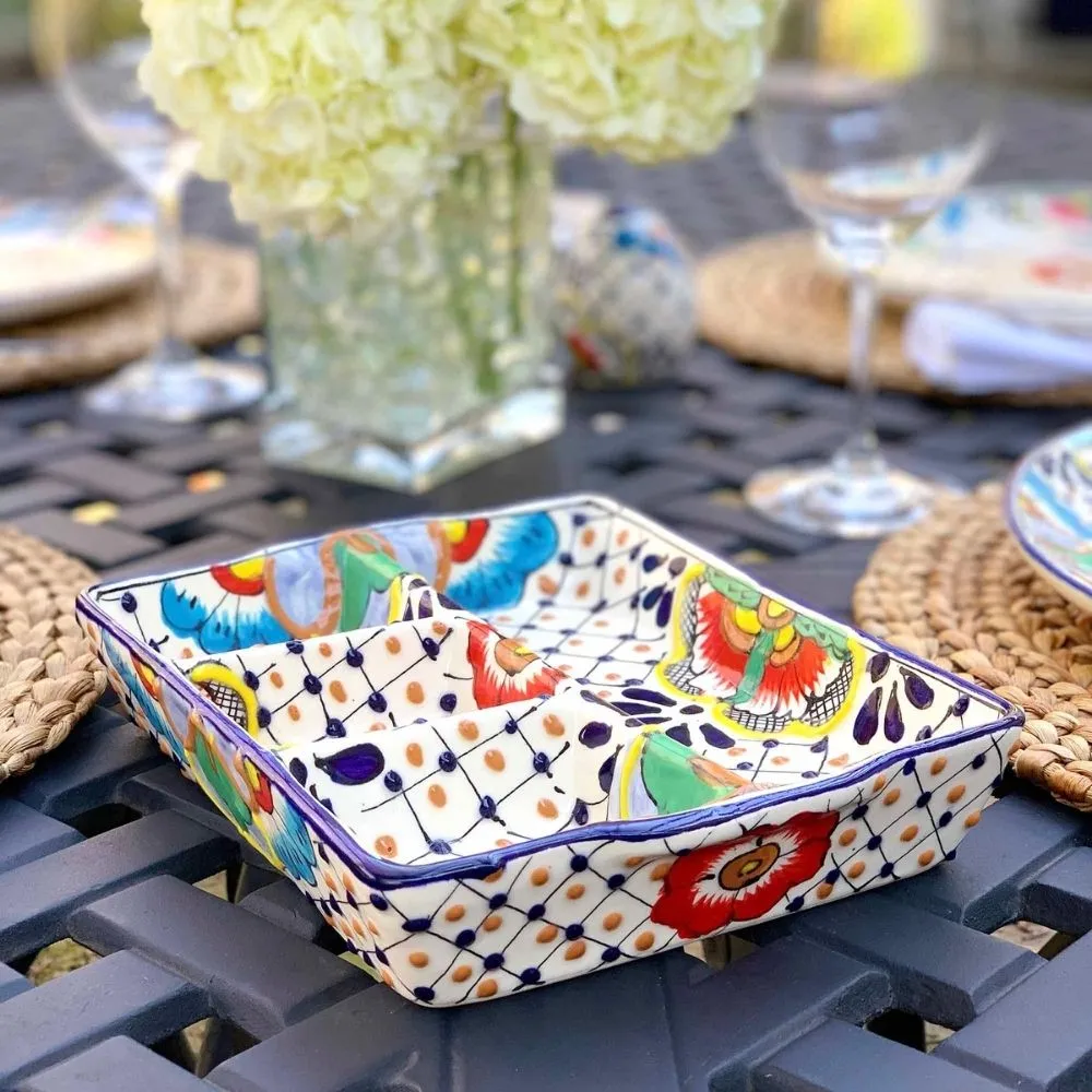 Handmade Pottery 9-inch Divided Serving Platter