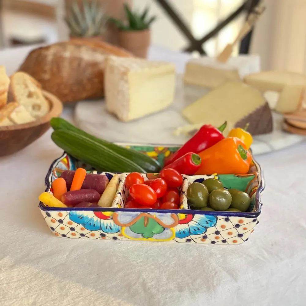 Handmade Pottery 9-inch Divided Serving Platter