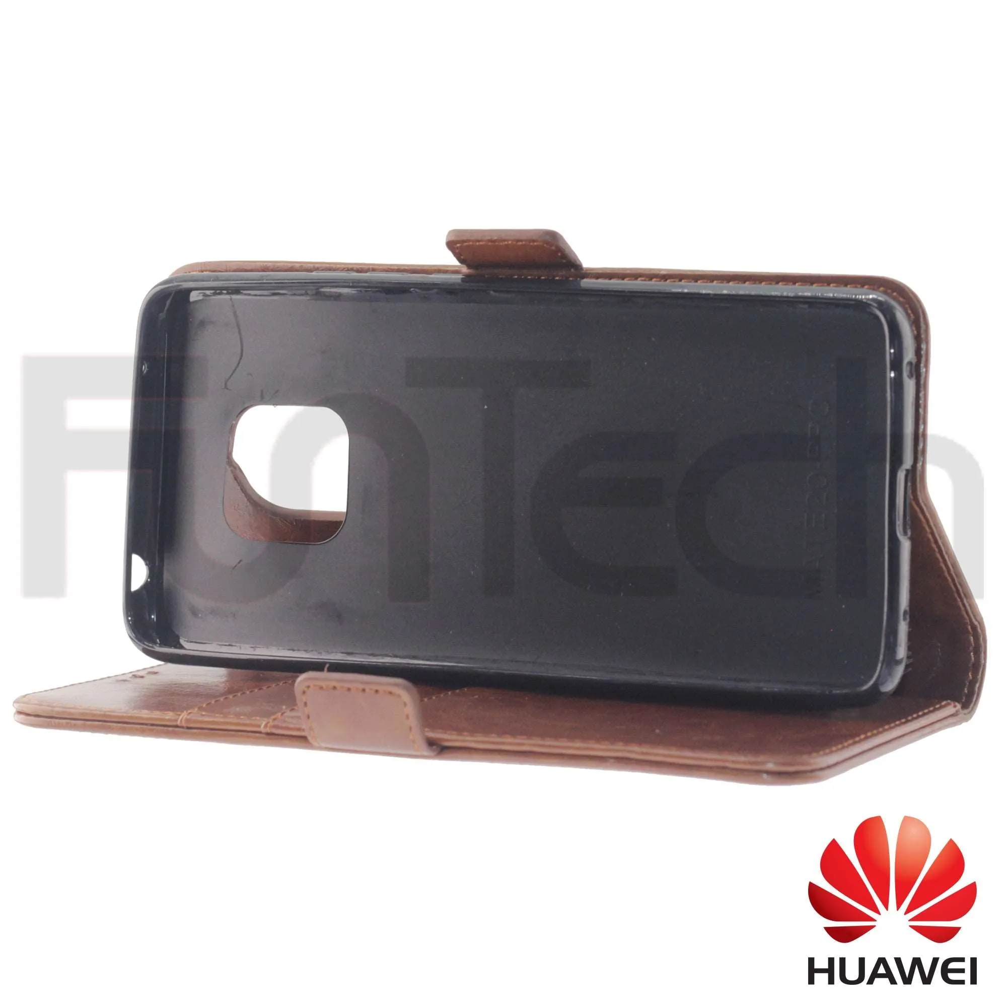 Huawei Mate 20 Pro, Leather Wallet Case, Color Brown,