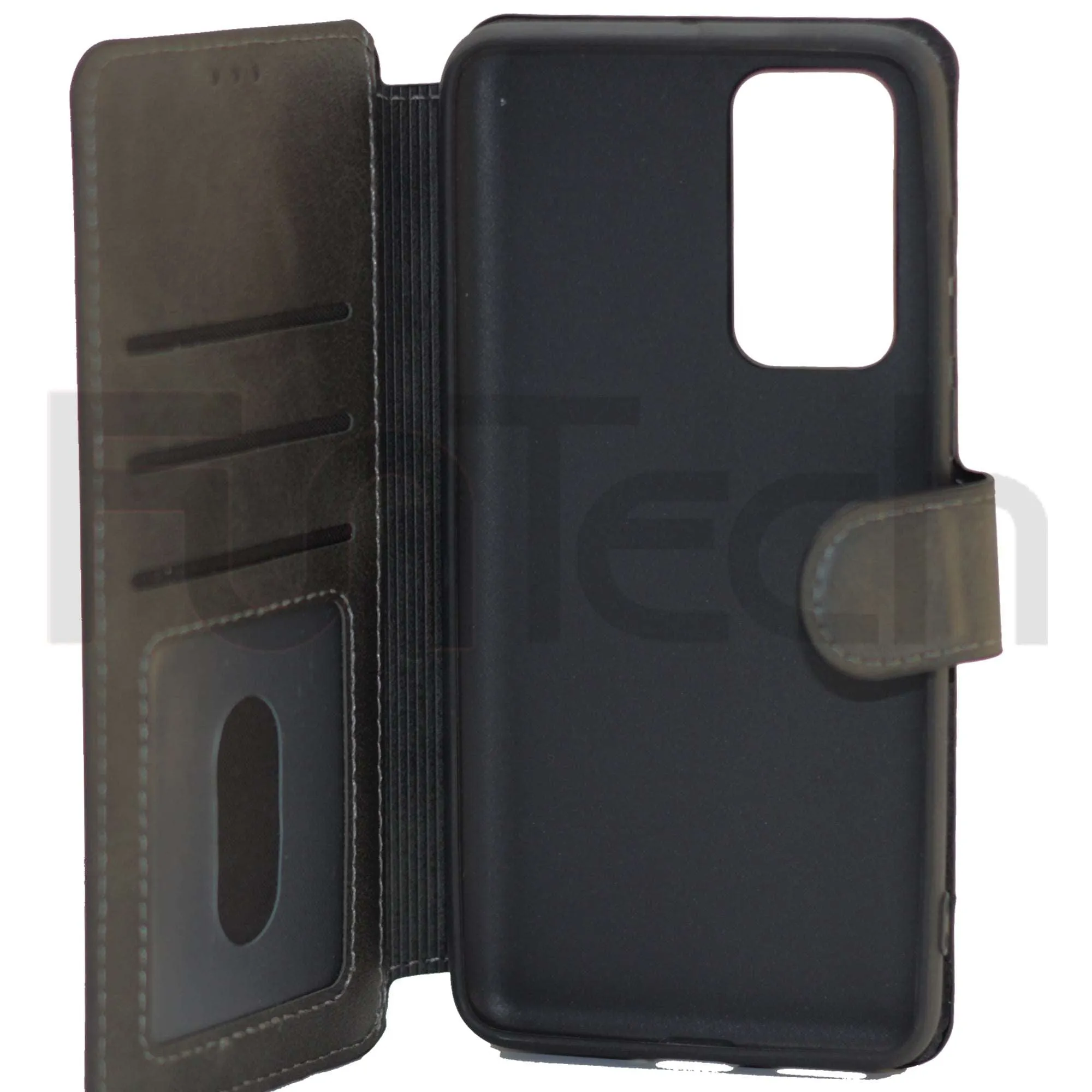 Huawei P40, Leather Wallet Case, Color Black,