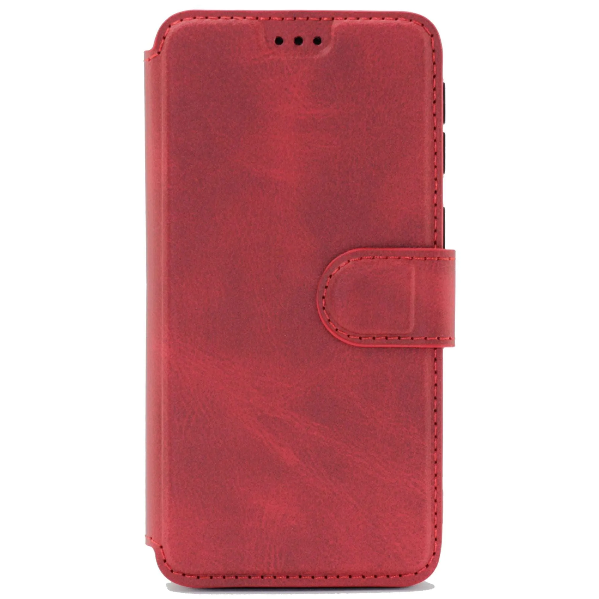 Huawei P40 Lite, Leather Wallet Case, Color Red,