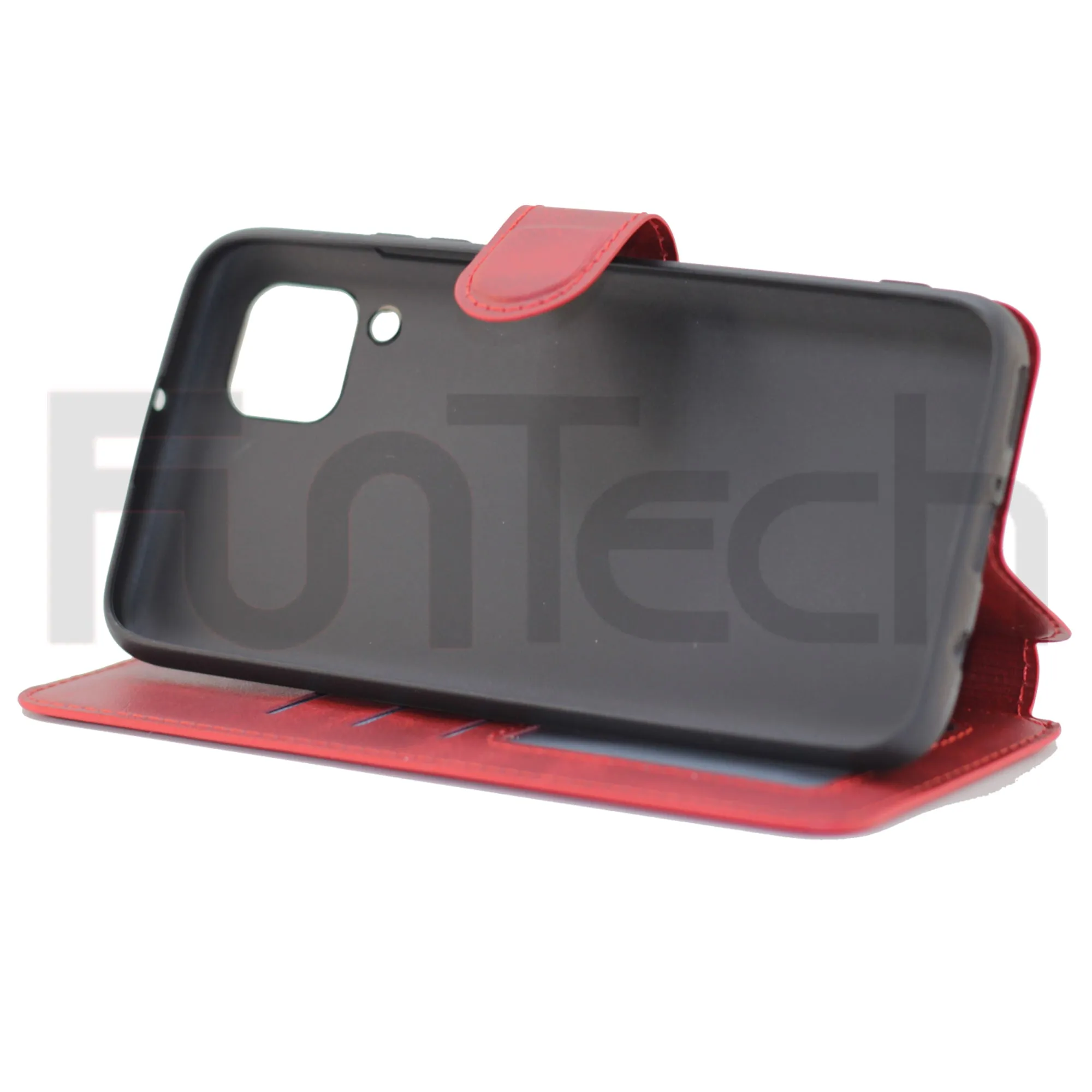 Huawei P40 Lite, Leather Wallet Case, Color Red,