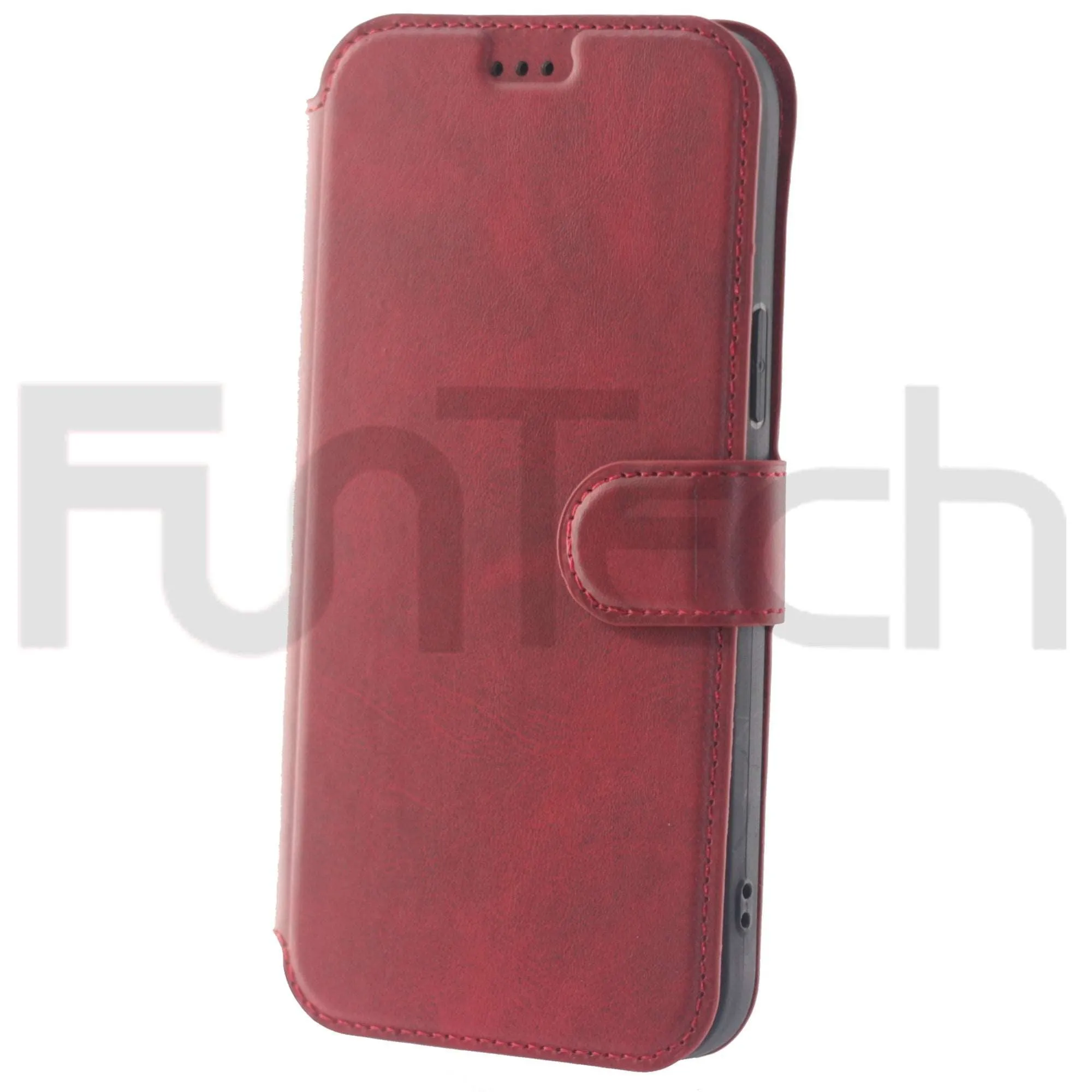iPhone 13 Mini Case, Leather Wallet Case, Color Red.