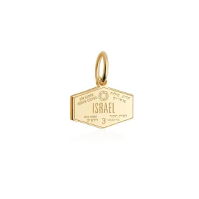 Israel Passport Stamp Charm Solid Gold Mini