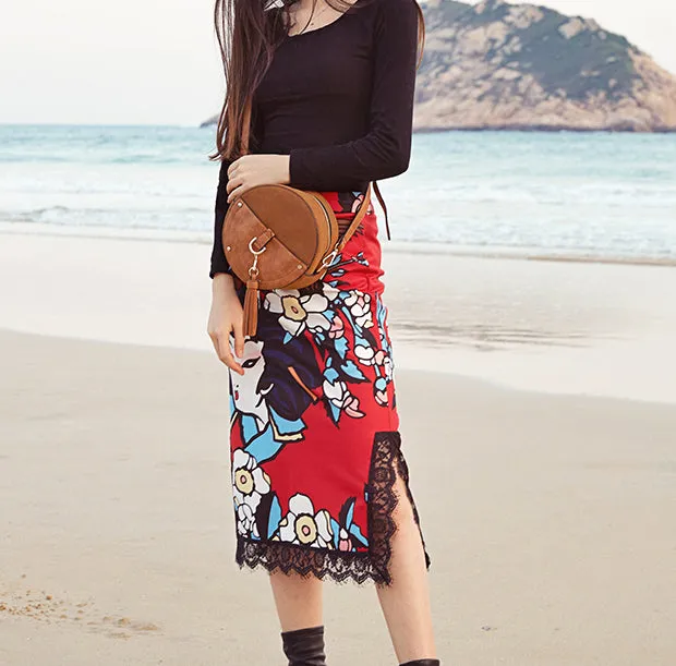 Ladies Vegan Leather Circle Bag Fringe Crossbody Boho Bag For Women