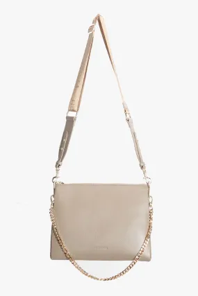 Large Compartments Latte Gold Hardware Leather Bag