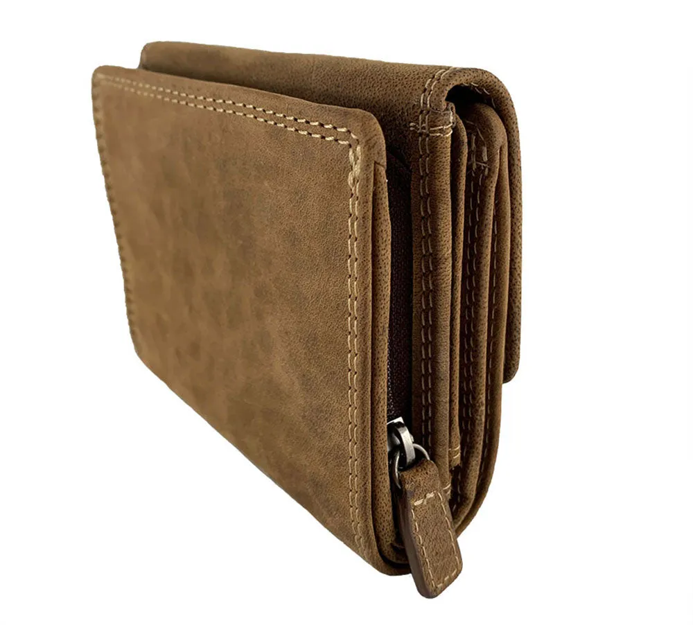 Leather Wallet with Flap Snap Closure