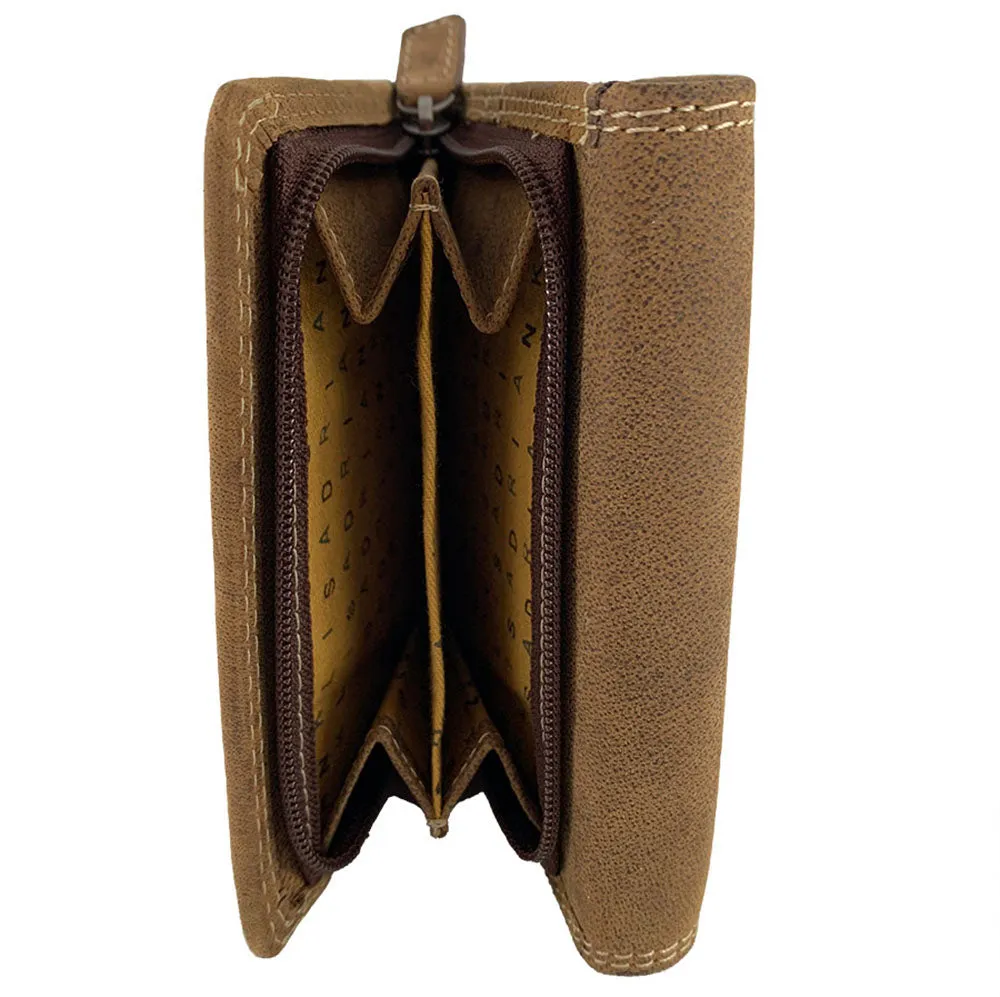 Leather Wallet with Flap Snap Closure