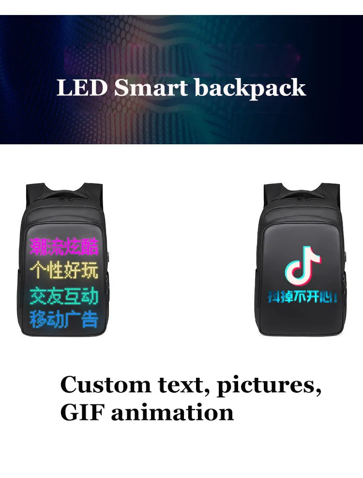 LED Display backpack Business travel 15.6 Inch Laptop Backpack Men DIY Smart backpack school Backpack woman multimedia backpack