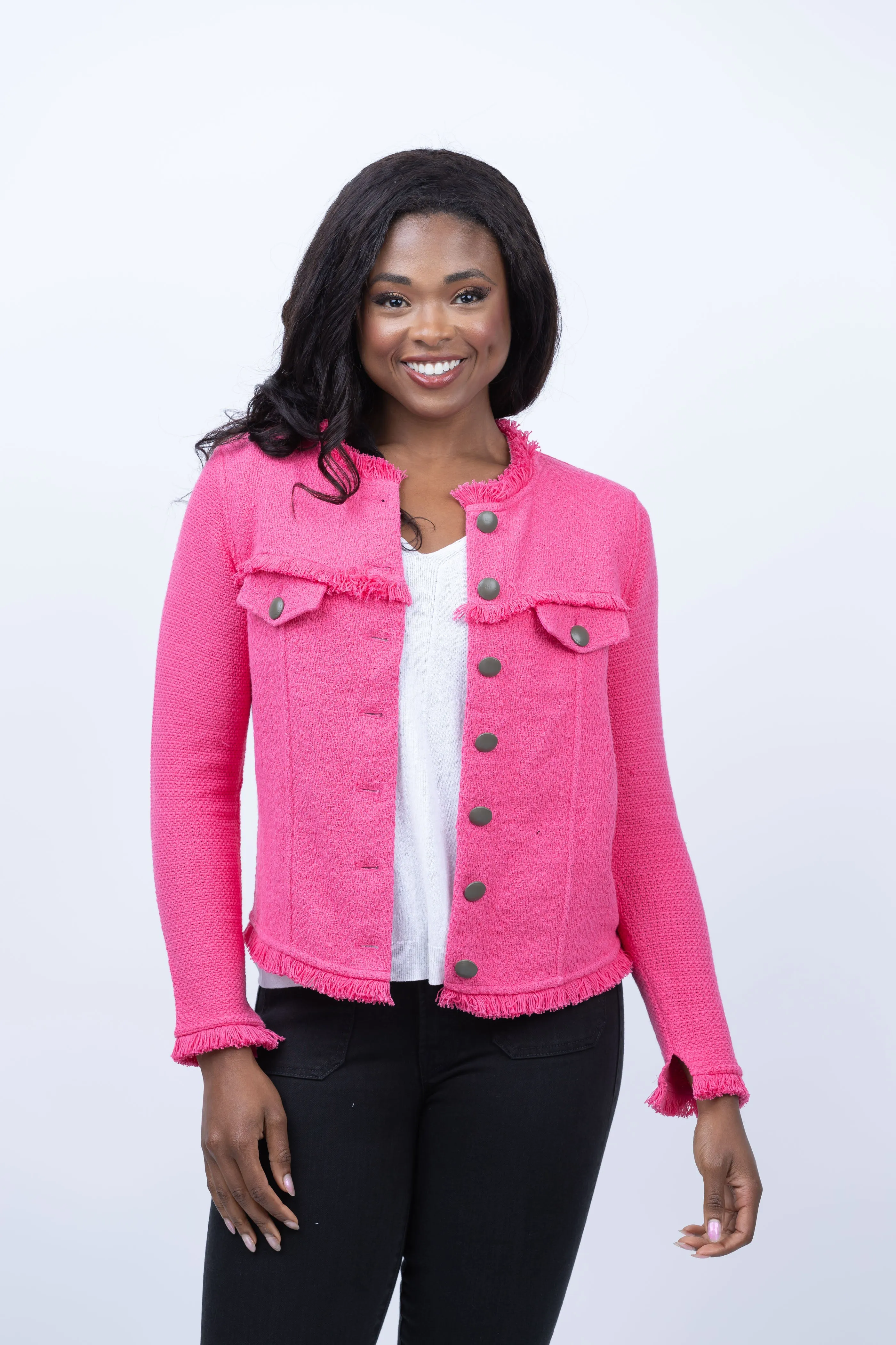 Nic Zoe Utility Fringe Mux Jacket in Wild Pink