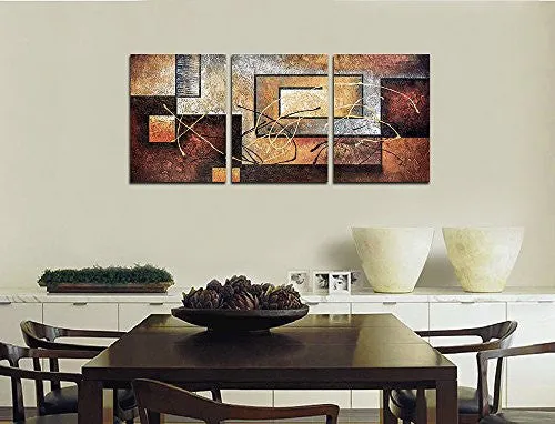 PHOENIX DECOR-ABSTRACT CANVAS WALL ART PAINTINGS ON CANVAS FOR WALL DECORATION MODERN PAINTING WALL DECOR STRETCHED AND FRAMED READY TO HANG 3 PIECE CANVAS ART