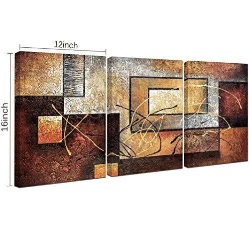 PHOENIX DECOR-ABSTRACT CANVAS WALL ART PAINTINGS ON CANVAS FOR WALL DECORATION MODERN PAINTING WALL DECOR STRETCHED AND FRAMED READY TO HANG 3 PIECE CANVAS ART