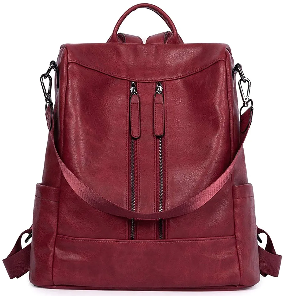 Purse Leather Black Anti-theft Travel Backpack