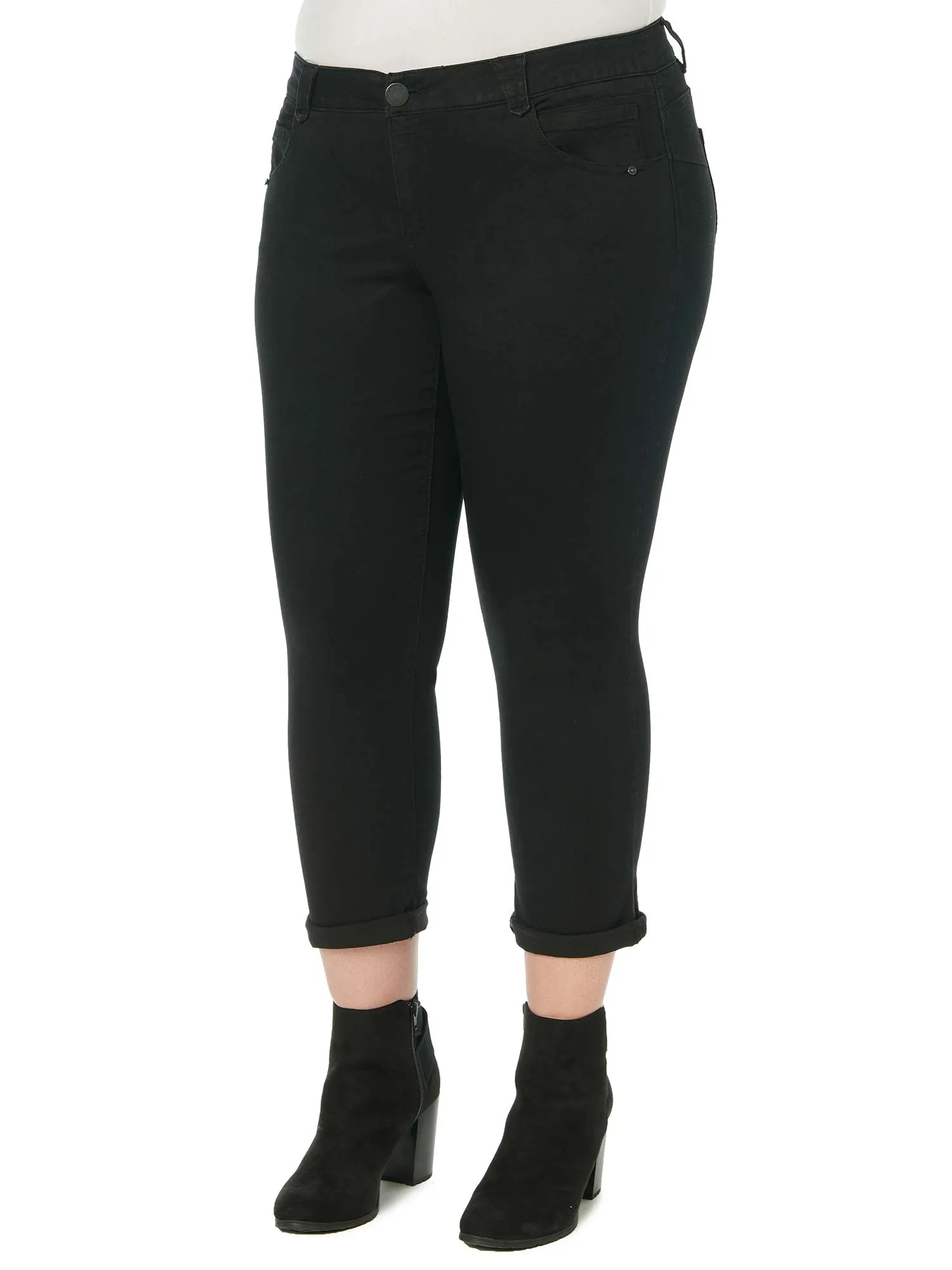 "Ab"solution® Plus Black Denim Ankle Skimmer Jeans