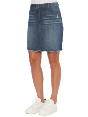 "Ab"solution® Scallop Fray Hem Blue Denim Skirt