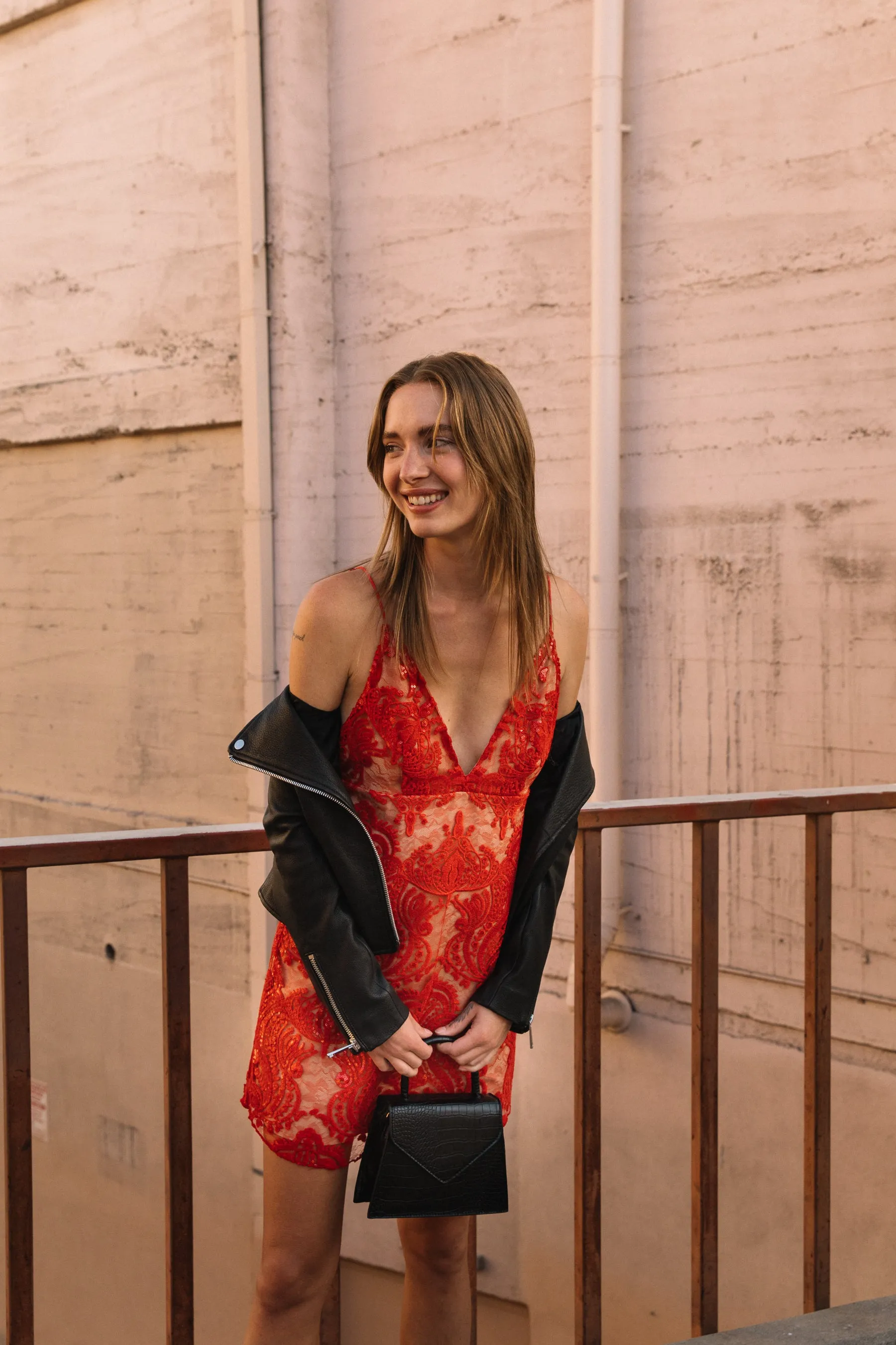 Red Night Shimmers Mini Dress