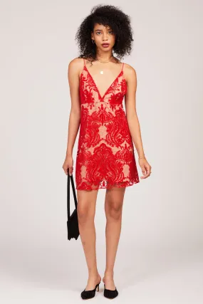 Red Night Shimmers Mini Dress