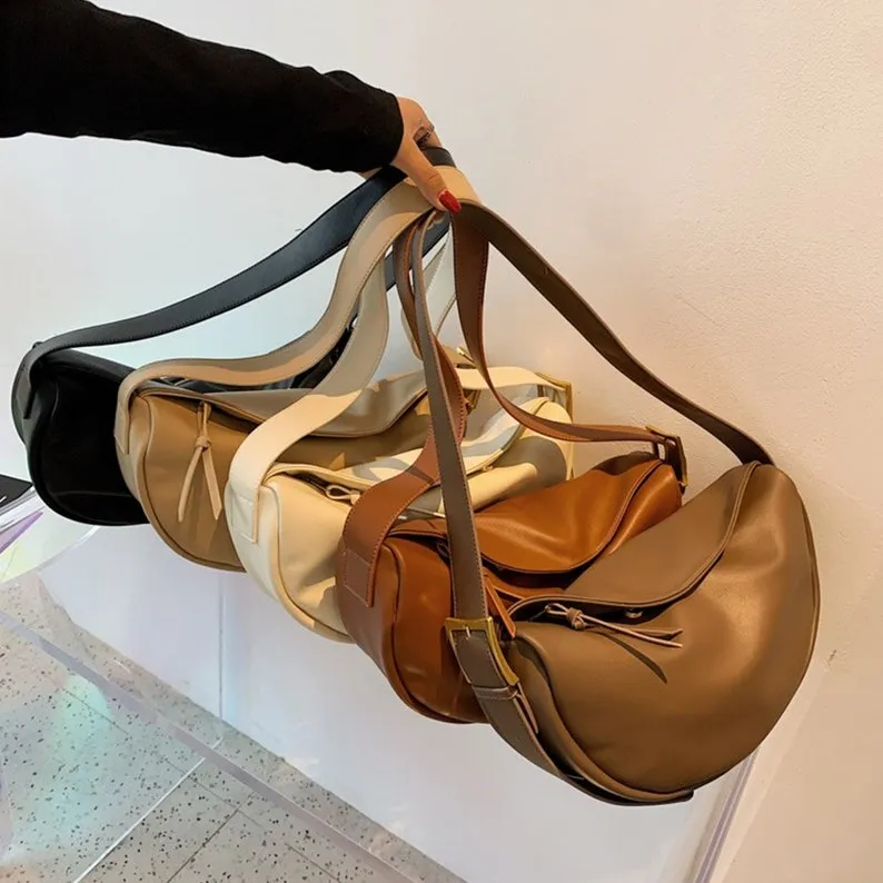 Retro Korean Style Dumpling Bag Shoulder Messenger Bag