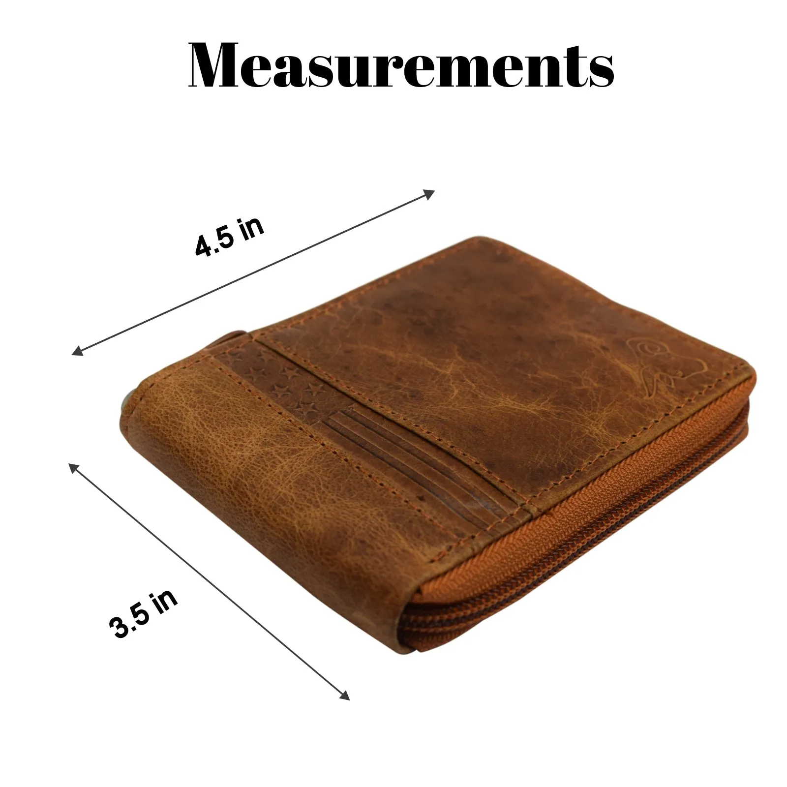 RFID Blocking Men's Zipper Genuine Leather Zip-Around ID Bifold Wallet USA Series