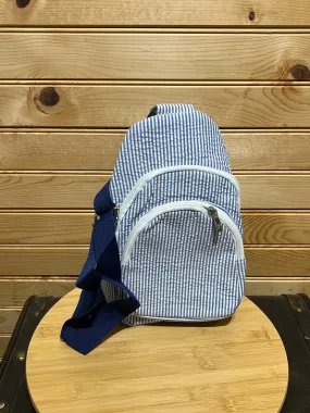 Seersucker Sling Bag - Navy