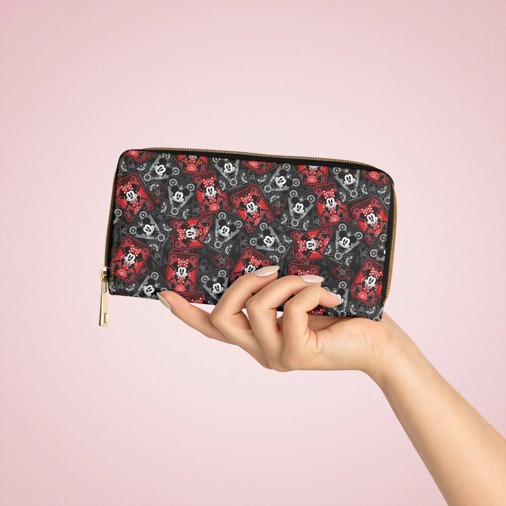 Steamboat Mickey And Minnie Cards Zipper Wallet