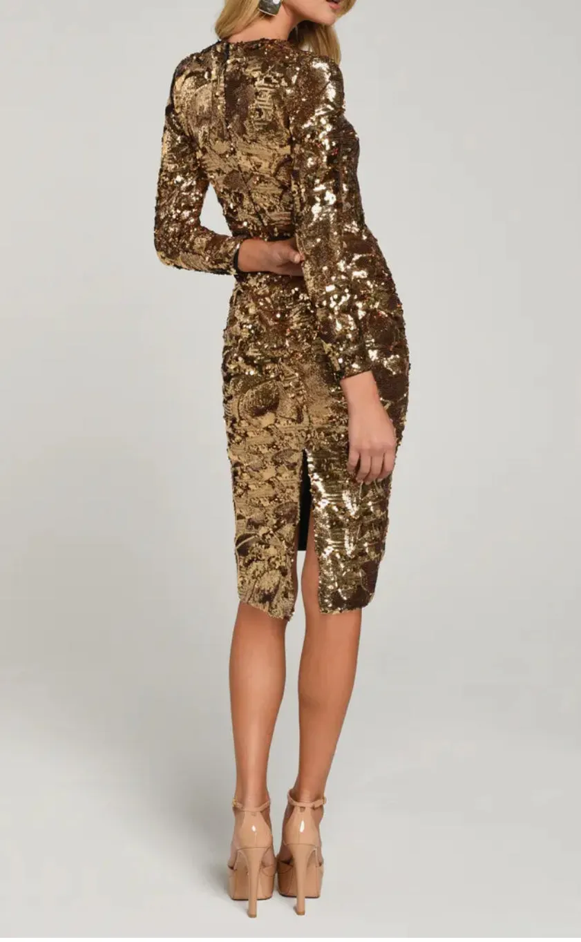 Tatiana Dress in Antique Gold