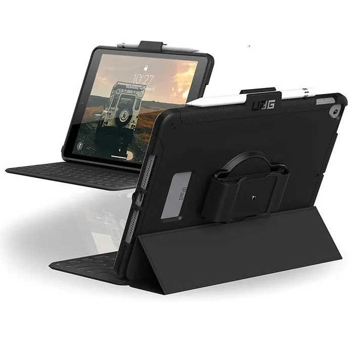 UAG Scout Apple iPad (10.2") (9th/8th/7th Gen) Handstrap Rugged Case - Black (12191H114040) DROP  Military Standard 10 Years Warranty