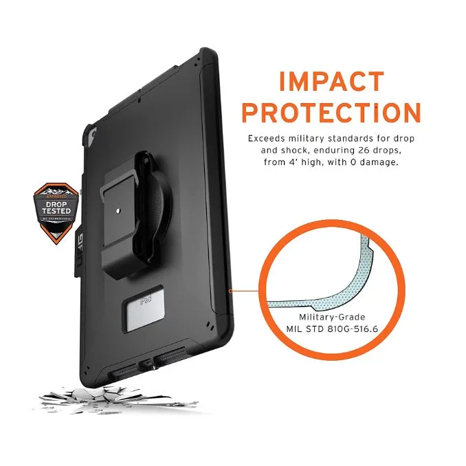 UAG Scout Apple iPad (10.2") (9th/8th/7th Gen) Handstrap Rugged Case - Black (12191H114040) DROP  Military Standard 10 Years Warranty