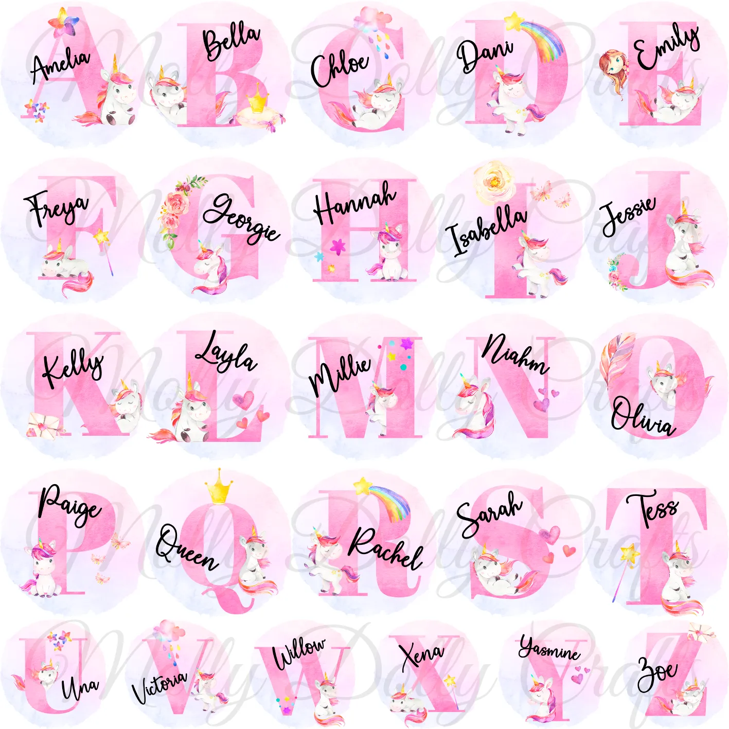 Unicorn Alphabet Personalised School Pencil Tin