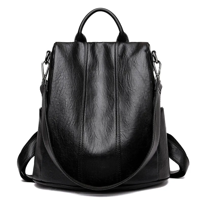 Women&#39;s Waterproof Anti Theft Leather Backpack 2022 Girls Shoulder Bags Multifunctional Large Capacity Travel Backpacks Mochilas