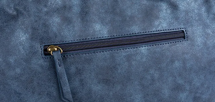 Womens Blue Vegan Leather Casual Handbags With Fringe Ladies Shoulder Bag