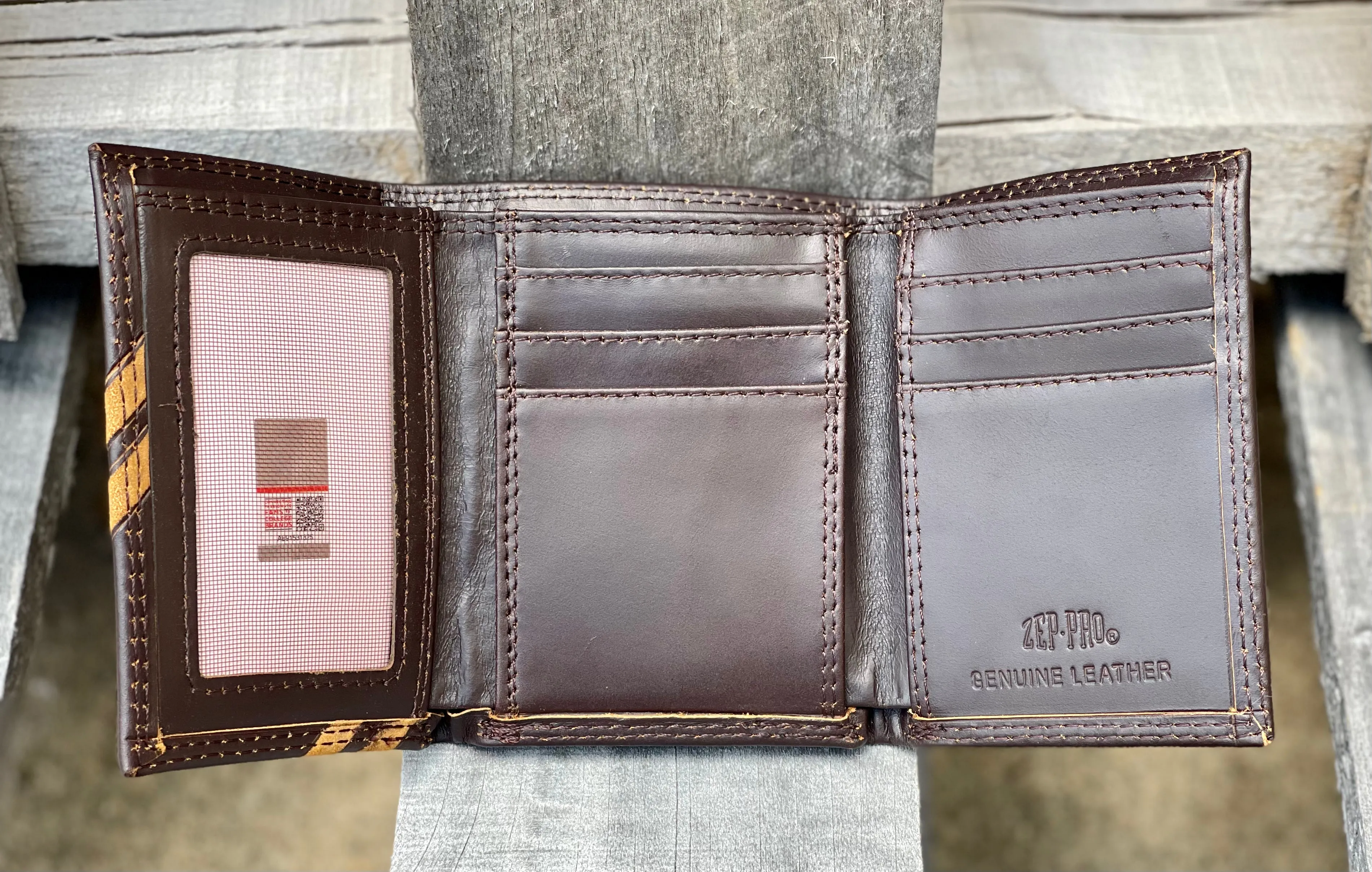 Zep-Pro IWD2BRW-LSU Louisiana State University Tigers Brown Debossed Tri-fold Wallet